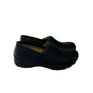Nurse Mates Libby Clogs Women's Size 8M Black Pillowtop Wedge Slip On Shoes